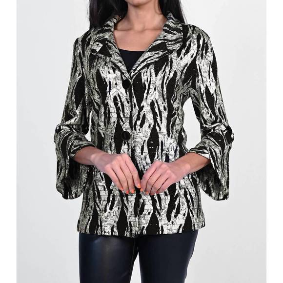 NEW FRANK LYMAN knit jacket in black/gold